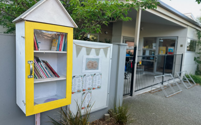 Community library at Little Wonders preschool in Rolleston