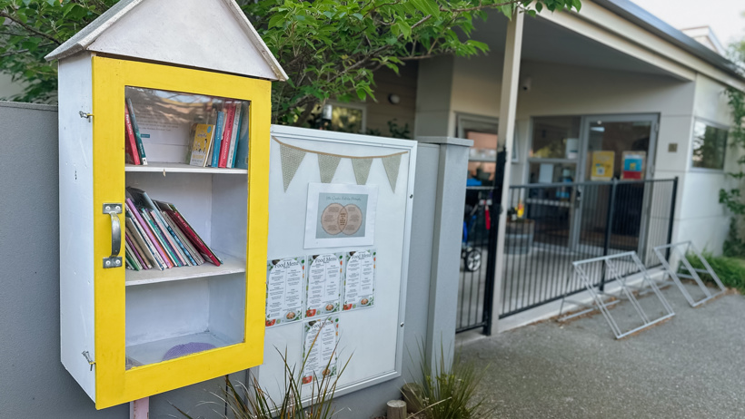 Community library at Little Wonders preschool in Rolleston